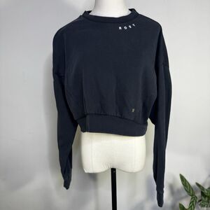 ROXY Over The Moon Black Cropped Sweatshirt Crop Top Logo Active Indie Cozy M